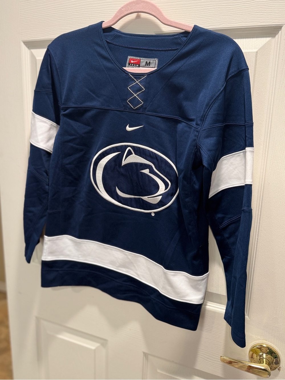Nike Penn State Nittany Lions Hockey Jersey Navy White Women Medium V Neck - Picture 3 of 7